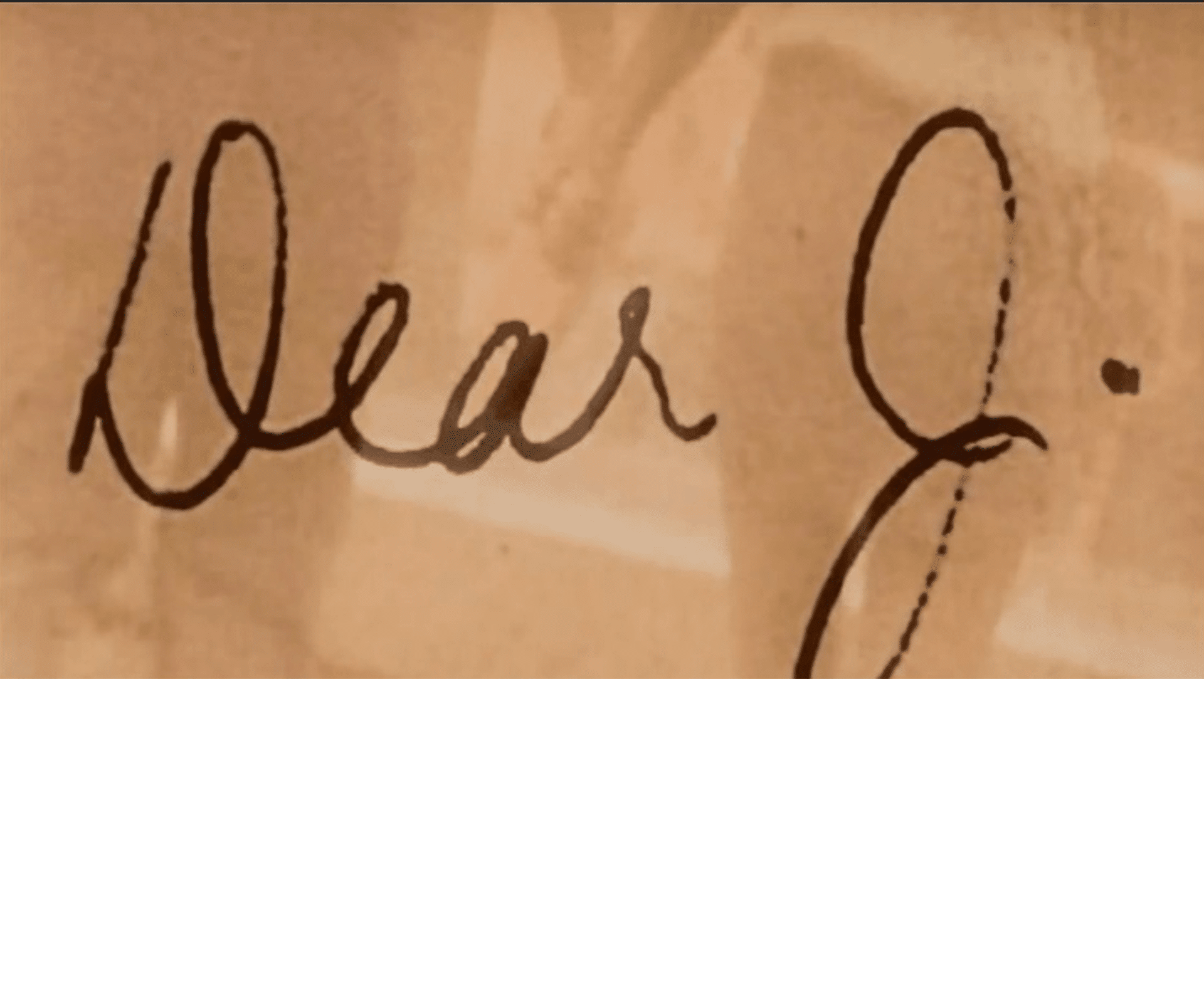 "Dear J" written in cursive script