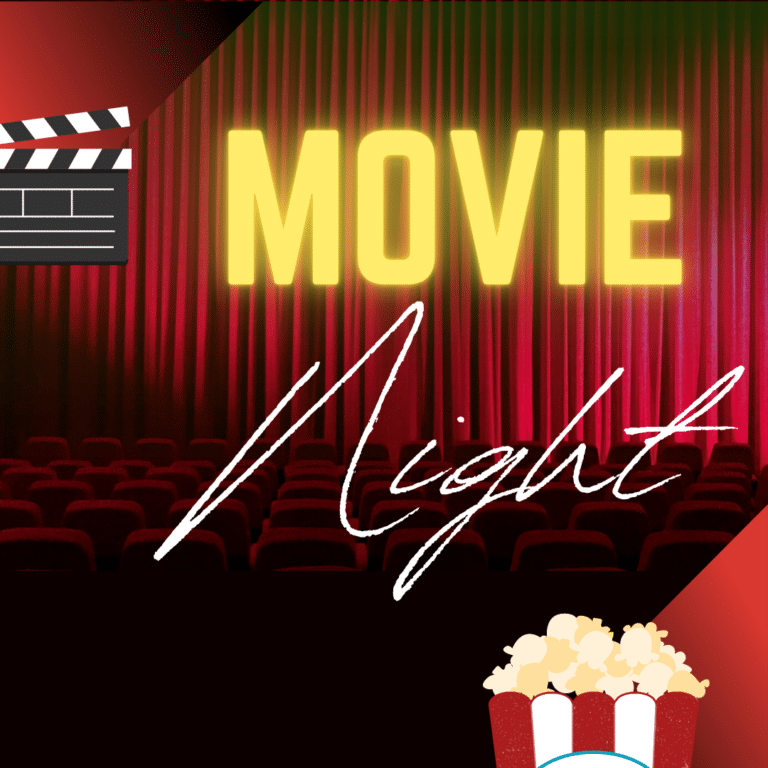 Movie Night poster with popcorn