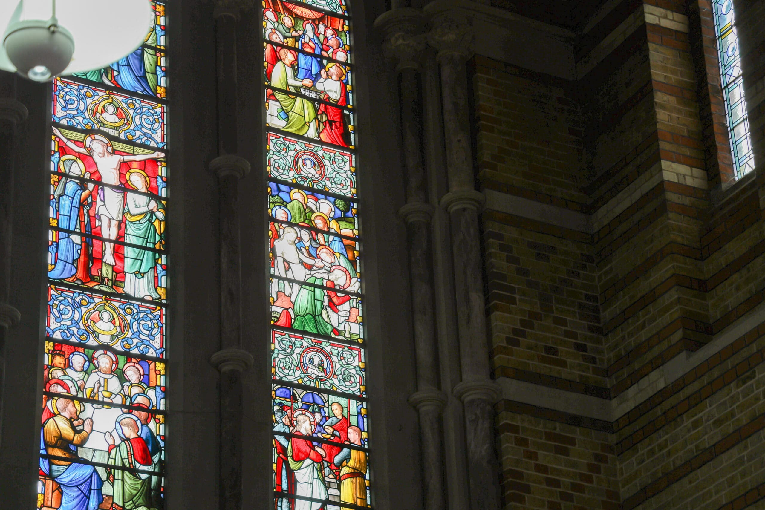 stained glass windows in a church