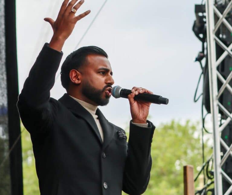 Daniel Chand preaching at Trafalgar Square