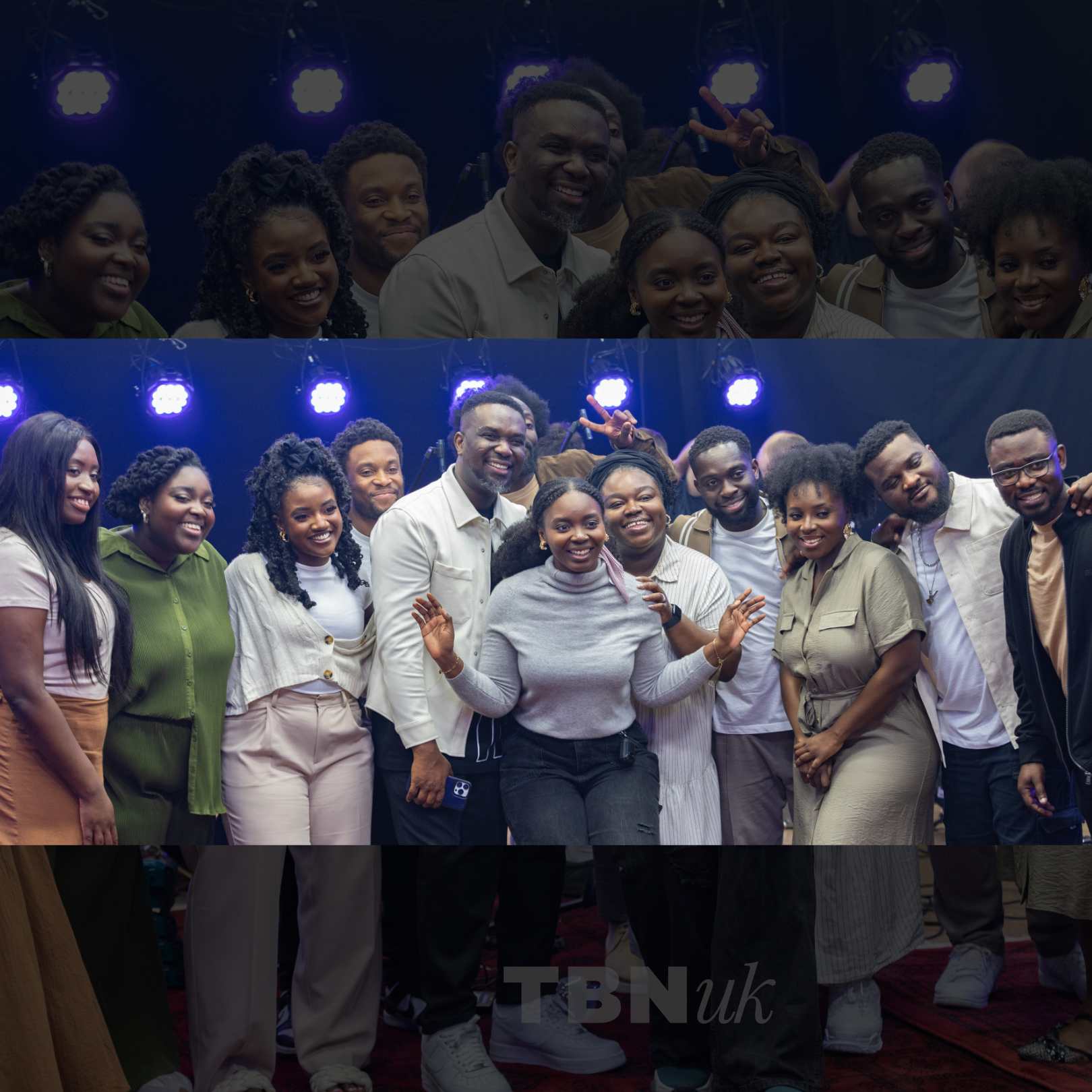 TBN UK: Joe Mettle and his vocalists potrait in TBN UK studios following Music Stories worship session.