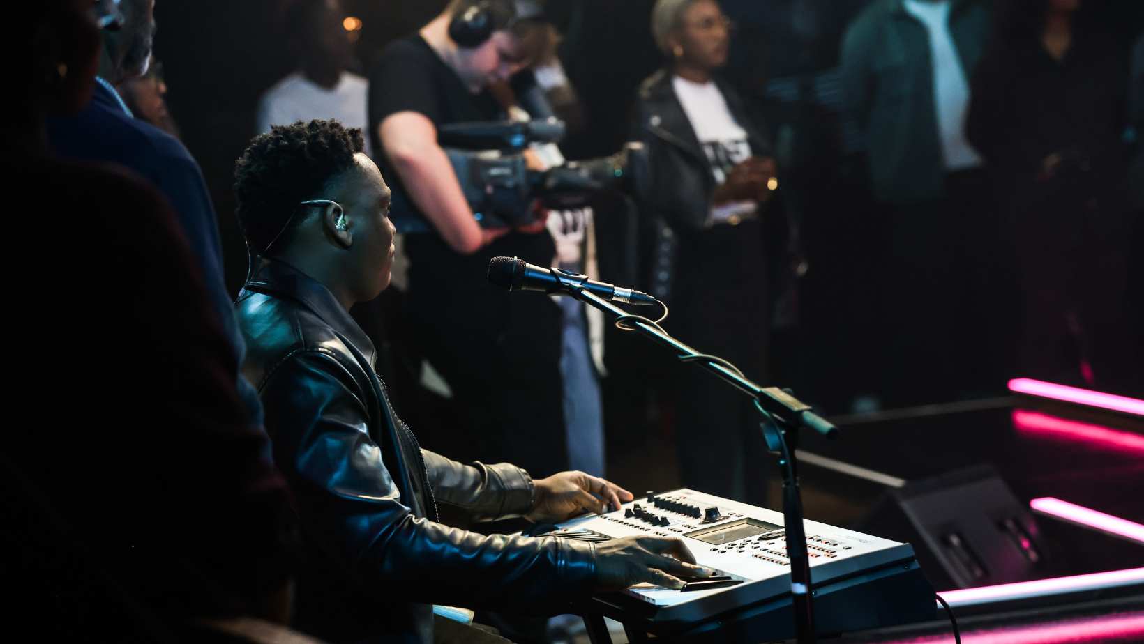 Pianist playing the keyboard