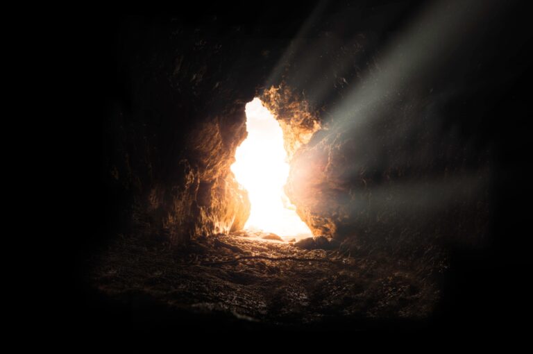 light shining through the rock