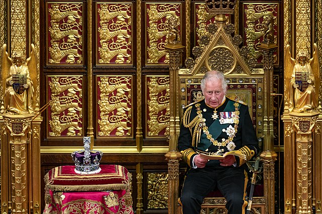 King Charles III on the throne