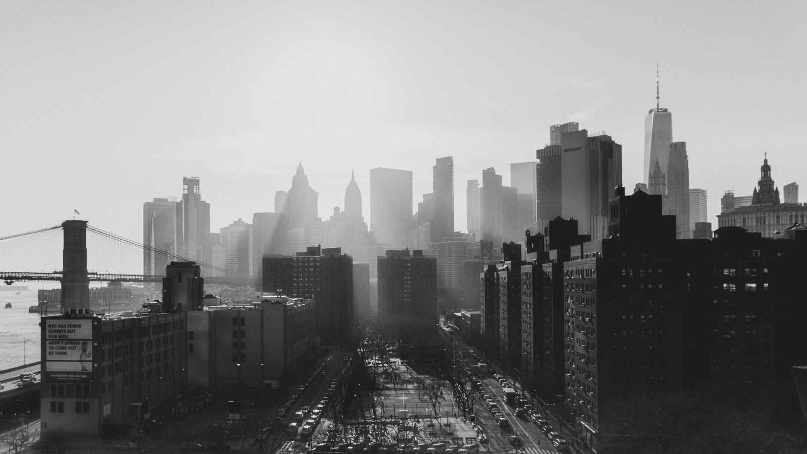 New York skyline in black and white