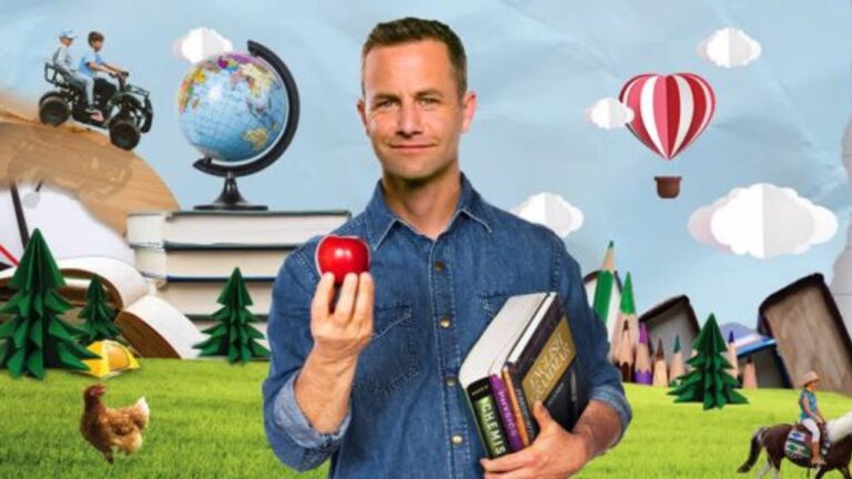 Kirk Cameron on Homeschool Awakening holding an apple